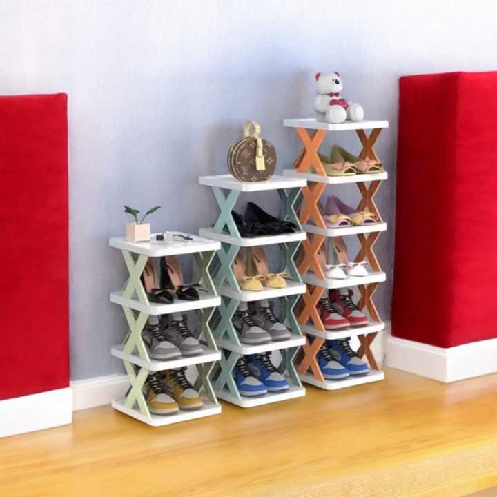 5-Tier Plastic Shoe Rack: Adjustable Folding Organizer for Closets and Bedrooms