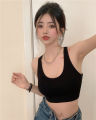 Hot Girl Sexy Beauty Back Knitted Small Tank Top Vest Women's Inner Wear Summer Underwired Padded Outer Wear Underwear Top.