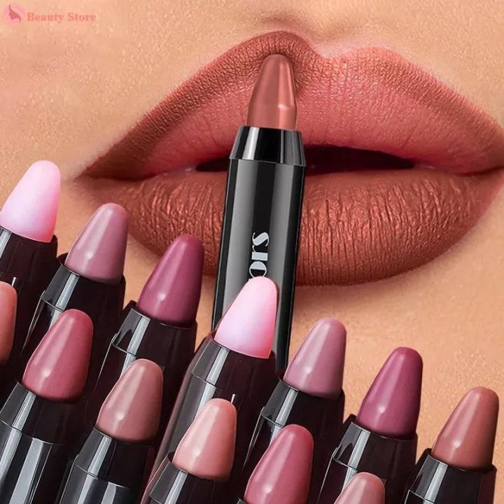 Matte Silky Lipliner Pencil Long-lasting Waterproof Lip Outline Non Stick Cup Lipstick