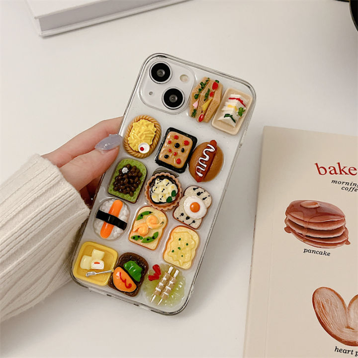 Japanese 3D Snack Food Epoxy Phone Case For iPhone 11 12 13 Prohappy Max X XR XS Max 7 8 Plus Funny Cute Clear Soft Back Cover Coque
