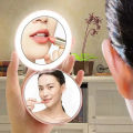 Mini LED Light makeup mirror Foldable compact mirror With luminous circle Portable USB handheld makeup mirror.
