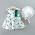 (New) summer new cherry baby dress Beach Party baby girl dress CHILDREN'S sleepless clothes hat (0-3 years old).