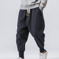 Harem Pants Baggy Drawstring Men Drop-crotch Pockets Trousers for Daily Wear.