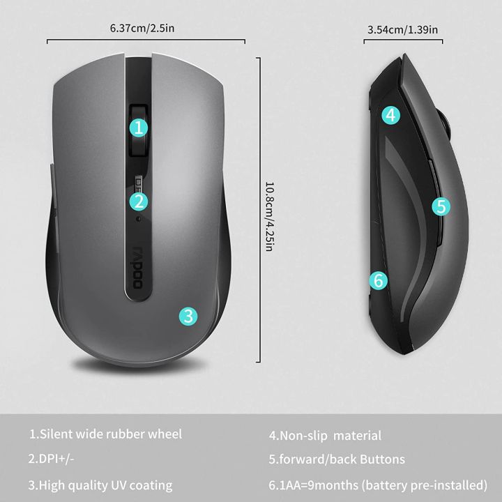 Rapoo%207200M%20Multi-Mode%20Wireless%20Mouse%20Noiseless%20Bluetooth%20Mouse%201600DPI%20Bluetooth%203.0/4.0%20RF%202.4GHz%20for%20Three%20Devices%20Connect%20-%20Image%206