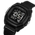 SKMEI 2495 Dual Time Waterproof Digital Sports Watch for Men – Multifunctional Electronic Wristwatch - Black Nylon. 