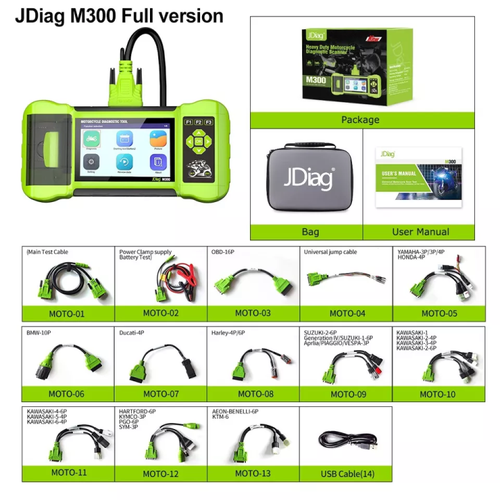 JDiag M300 full version Motorcycle Diagnostic OBD2 Scanner Moto Diagnose Tool