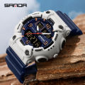 SANDA 6181 Dual Display Men Watches Waterproof Sports Watch Military Man Alarm Stopwatch Quartz Wristwatch Male Digital Clock.