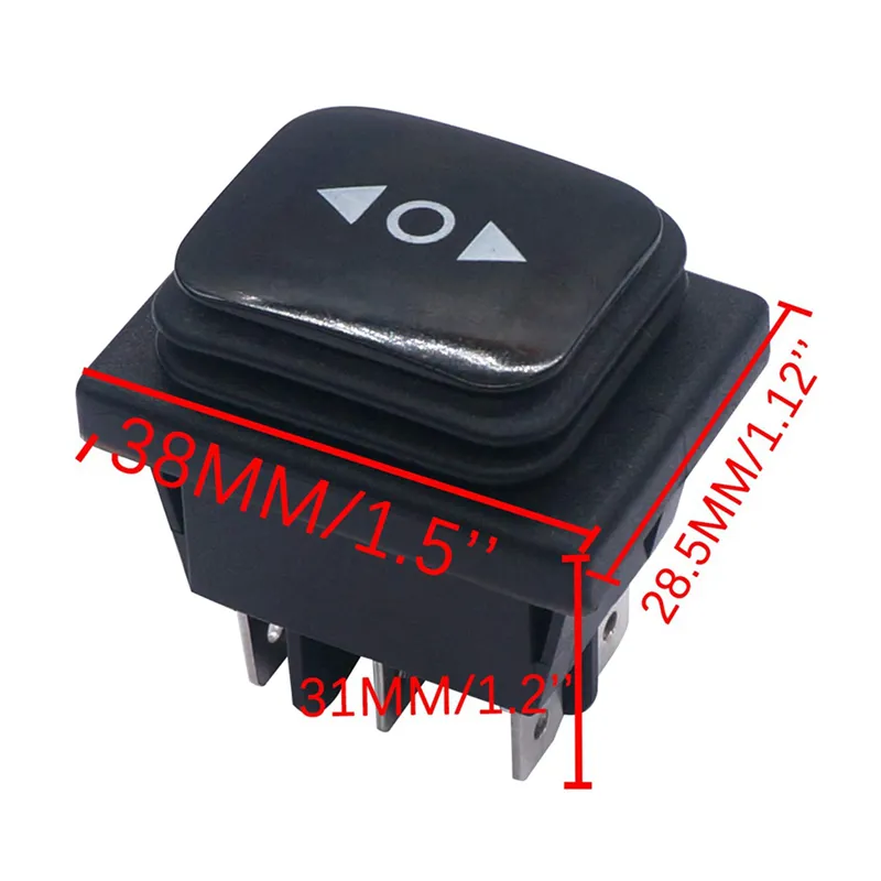 6-Pin Waterproof Momentary Polarity Reverse Switch – Center Off, Spring Return, For 12V DC & 250V AC Motor Control