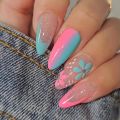 24pcs Colorful Almond Shaped Nails Detachable Press On False Nails Tips French Full Cover False Nails French Manicure tools.