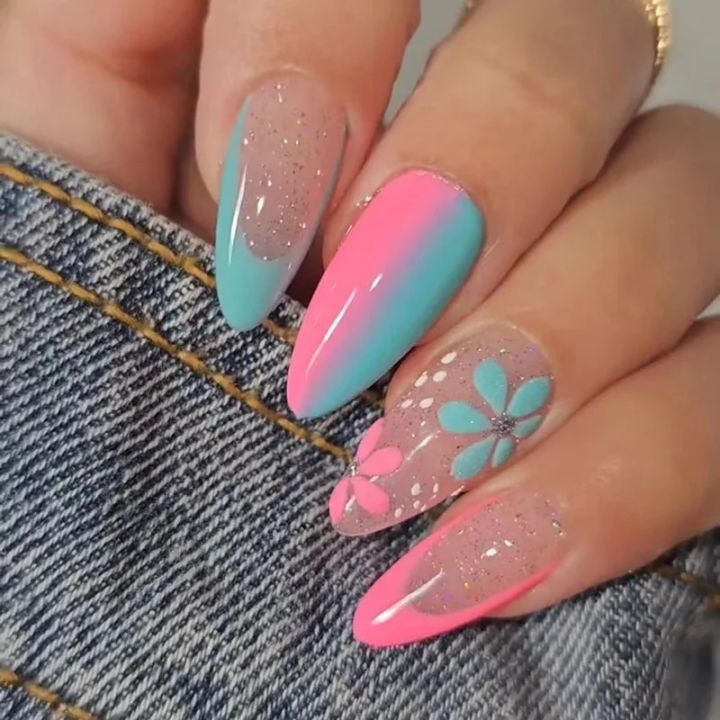 24pcs%20Colorful%20Almond%20Shaped%20Nails%20Detachable%20Press%20On%20False%20Nails%20Tips%20French%20Full%20Cover%20False%20Nails%20French%20Manicure%20tools%20-%20Image%202