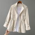 Women's Trench Coat Autumn New Korean Stand-Collar Short Coat Loose Plus Size 3XL Female Windbreaker Outerwear With Lining.