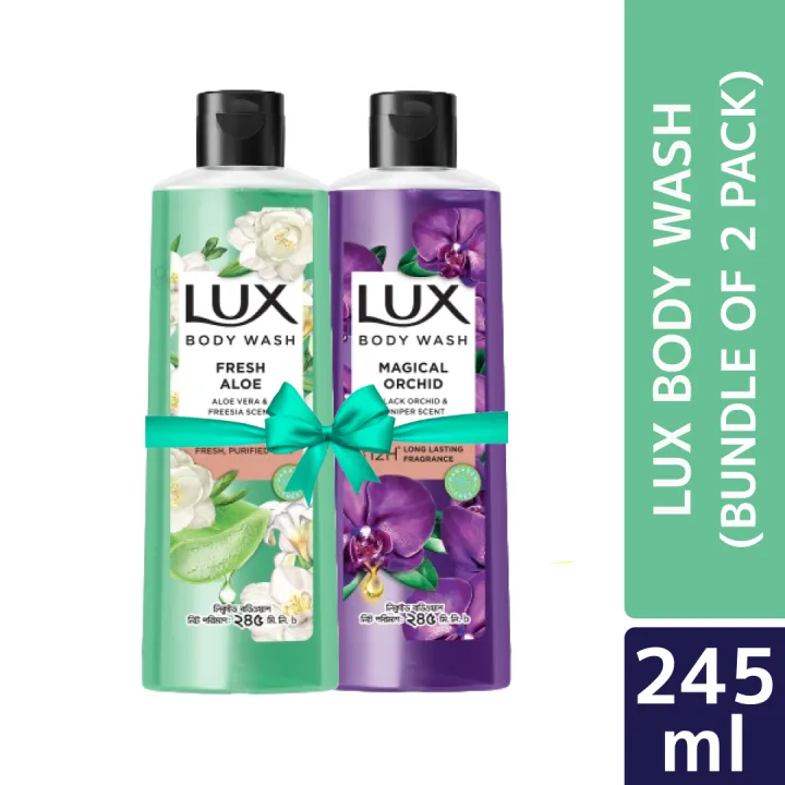 Lux%20Body%20Wash%20Fresh%20Aloe%20&%20Magical%20Orchid%20245ml%20Combo%20Pack%20(Free%20Loofah)%20-%20Image%202