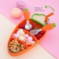 【NEW】 Children Silicone Dinner Pate Carrot Bowl Stainless Steel Fork Spoon Tableware Set Baby Food Supplementary Meal Plate Baby Stuff. 