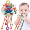 Montessori Pull String Interactive Educational Toy Baby Developmental Silicone Teething Toys Child Finger Grasp Training Sensory toy. 