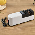 Qiunery Electric Knife Sharpener, Double-sided Sharpener With Anti Slip Base, Protective Cover, Powerful Motor Professional Electric Knife Sharpener Gift For Friend. 