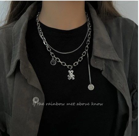 Korean Stainless Steel Choker Layered Necklace For Girls and Women For Party