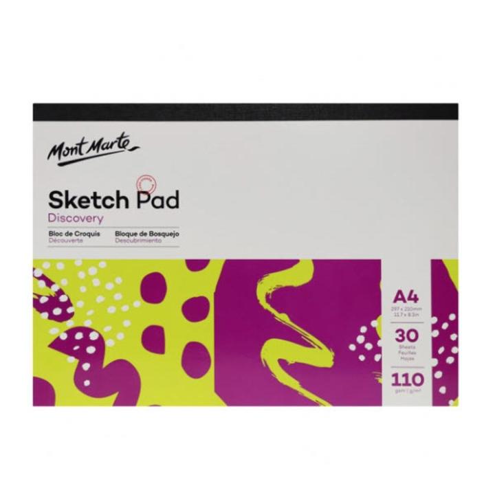 Mont Marte Discovery Sketch Pad White Paper A4 Size 110 GSM 30 Sheets for Drawing Sketching and Creative Art