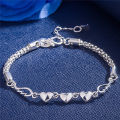 【Beiver Jewelry Store 】Silver Color Grain Heart Charm Bracelets Simplicity Angel Wing Pendant Bracelet For Jewelry Hand Gift.