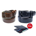 Black And Chocolate Belt (Wallet Free) Combo Offer For Men - Belt For Men. 