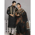 Traditional Dress Combo Set: Block Print Saree & Panjabi - Elegant Sharee for Women - Ideal for All Seasons & Occasions.