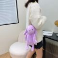 Long Ear Rabbit Doll Fashion Imitation Rex Rabbit Fur Bag Plush Backpack Chain Strap Children's Bag Chain Crossbody Bag Knapsack. 