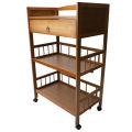 Mobile Serving Cart Rolling Side Table Spacious Tabletop Space Saving with 4 Wheels for Kitchen Dining Room.