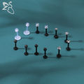 ZS 12pcs/lot Star Heart CZ Crystal Lip Piercing Set 4 Colors Stainless Steel Lip Ring Labret Monore Ear Tragus Helix Piercings. 