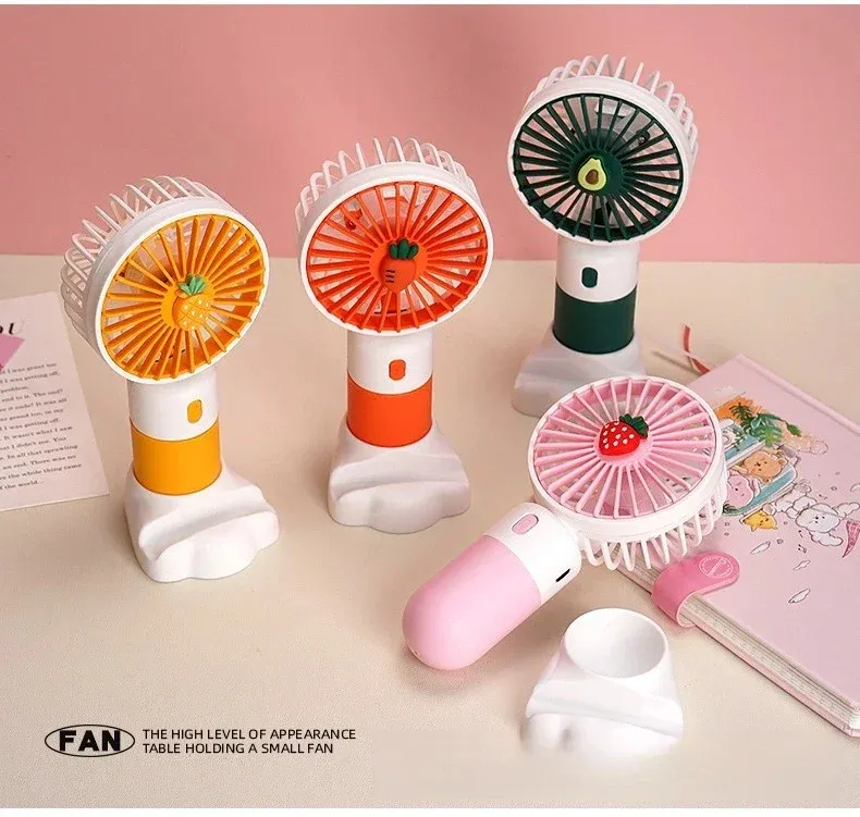 New USB Cartoon Fruit Mini Handheld Wind Power Fan With Portable