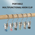 1/5/10Pcs Stainless Steel Anti-slip Hook Clip Hat Socks Towel Hanger Pegs Snack Bag Sealed Clamp Desk Files Postcards Holder Multifunction Organizer Accessories. 