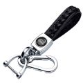 [NEW] black Boutique Soft Sheepskin Fashion Leather Metal Car Logo Keychain Key Fob for Volvo. 