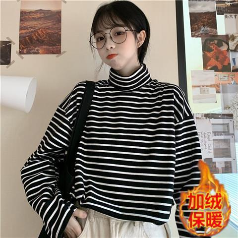 Large%20Size%20Striped%20Top%20Turtleneck%20Bottoming%20Shirt%20Spring%20and%20Autumn%20Thin%20Sweatshirt%20Inner%20Wear%20Loose2022Fashionable%20long%20sleeveTT-shirt%20Women's%20-%20Image%202