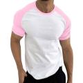 Mens Summer T-shirts Casual Sport Color Block Raglan Sleeves O-neck Skinny T Shirt Stitching Bodybuilding Baseball Male Top Tees.