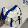 Bag women's 2022 spring korean version of the tide workwear style contrast nylon cloth bag simple high school student shoulder crossbody bag.
