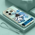 realme Note 50 note50 2024 Smile Astronaut nasa Square Phone Case 6D Plating Candy Soft Casing Cover. 