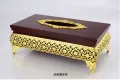 European-style classical luxury high-end tissue box gold-plated pumping tray gift tissue holder. 