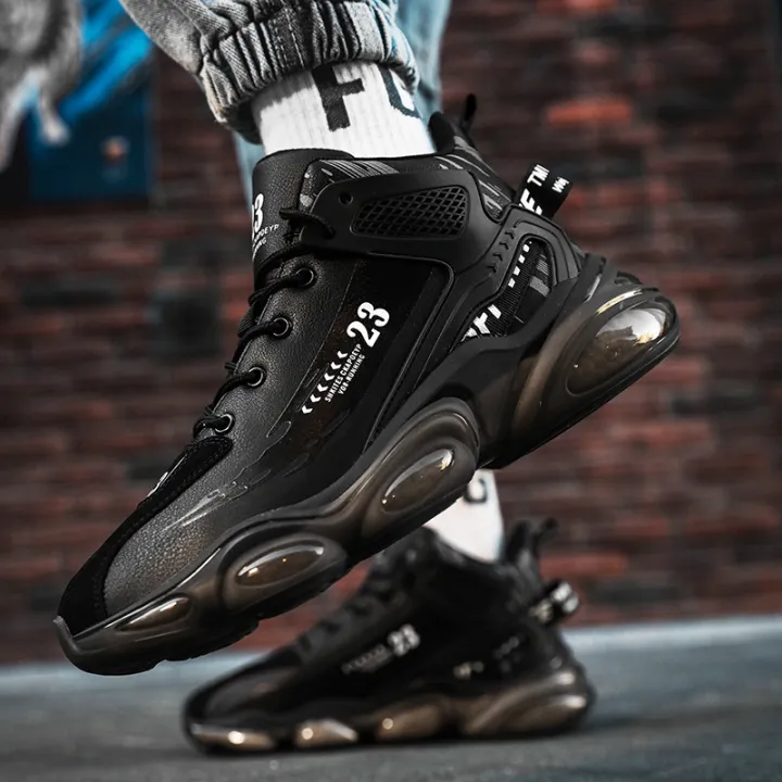 Cross Border Fall Men's Shoes 2023 New Teen High Top Basketball Sneakers Men's Casual Platform Daddy Trendy Shoes