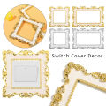 1Pc Elegant Rose Gold Silver Edge Light Switch Cover Resin Single Double Surround Socket Frame Wall Sticker Office Home Decor. 