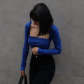 Autumn Women's T-shirt New Long Sleeves Casual Bodycon Crop Top Female T-shirts Brown Streetwear Fashion Slim Cropped Tops.