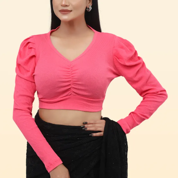 Crop%20top%20full%20sleeve%20fashionable%20blouse%20for%20women's.%20-%20Image%203