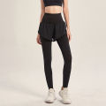 Women 2-in-1 Sports Pants Wide Elastic Waistband Pocket Ankle Length Yoga Leggings Running Sports Trousers. 