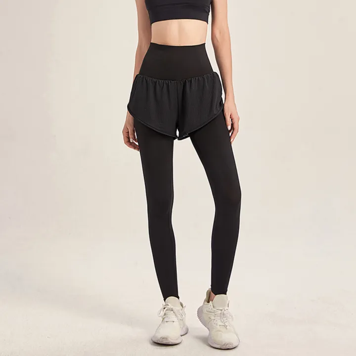 Women%202-in-1%20Sports%20Pants%20Wide%20Elastic%20Waistband%20Pocket%20Ankle%20Length%20Yoga%20Leggings%20Running%20Sports%20Trousers%20-%20Image%203