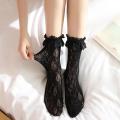 Women Lolita Lace Flower Comfortable Breathable Nylon Invisible Ankle socks-Girls Ultra-thin Non-slip Daily Casual Boat Socks. 