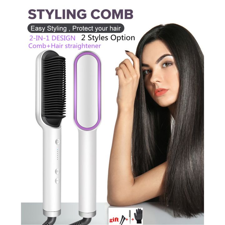 Hair brush straightener for black hair best sale