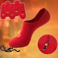5 Pairs Chinese Style Red Socks Men Women Couple Low Cut Boat Socks Festival Lucky Happy Socks Invisible Non-slip Sock Slippers.