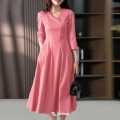 Women's Cotton-Linen Everyday Midi Dress with Comfortable Fit.