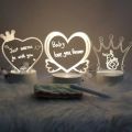 3D LED Love Shape Note Board USB Message Board with Pen Creative Valentine's Day Acrylic Lamp Night Lights Gifts Bedroom Desk Lamp. 