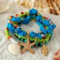 Blue 5pc/set Starfish Shell Ocean Conch Party Girls Casual Cute Trendy Bead Bohemia Bracelets For Women Bracelets Female Jewelry.