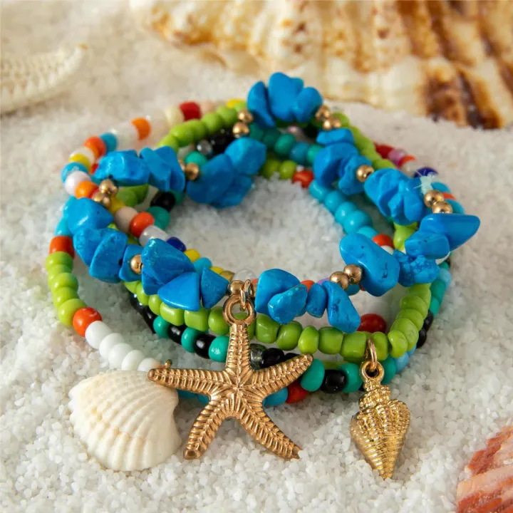 Blue%205pc/set%20Starfish%20Shell%20Ocean%20Conch%20Party%20Girls%20Casual%20Cute%20Trendy%20Bead%20Bohemia%20Bracelets%20For%20Women%20Bracelets%20Female%20Jewelry%20-%20Image%204