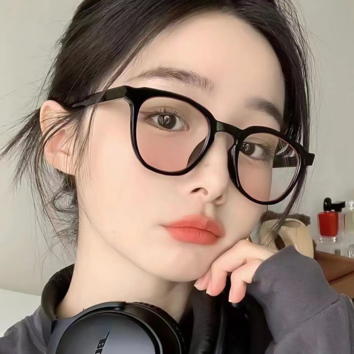 【DIV MALL】Gradient Glasses for Women Blush Sunglasses Anti Blue Sun Round Frame Flat Mirror Girl Decorative
