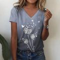 2023 New Summer New Women T Shirt 3d Flower Print V-neck Short Sleeve Blouse Fashion Plus Size T-shirts For Women Clothing Y2k.